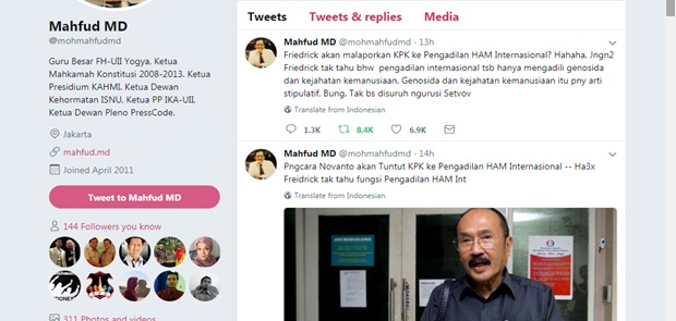 Rencana Pengacara Setya Novanto Ditertawai Mahfud MD