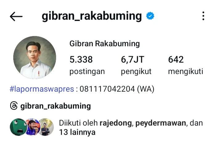 Instagram Gibran Follow Akun Judol, Istana Turun Tangan