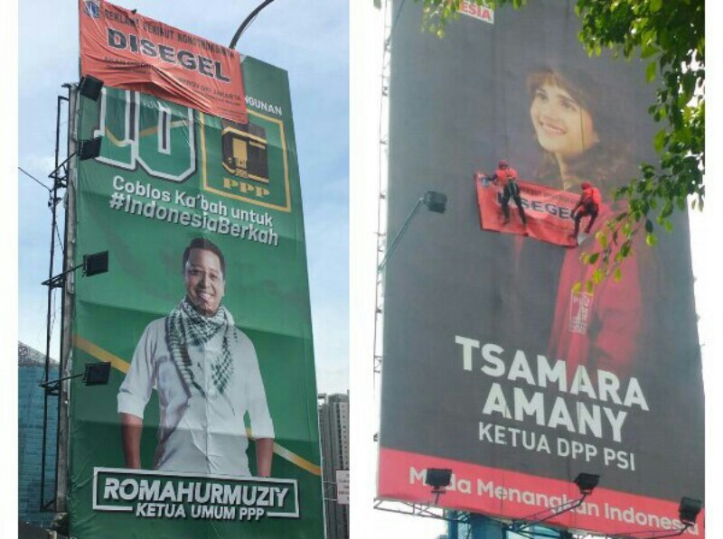 Tim Terpadu DKI Segel Iklan Tsamara Amany dan Romahurmuziy