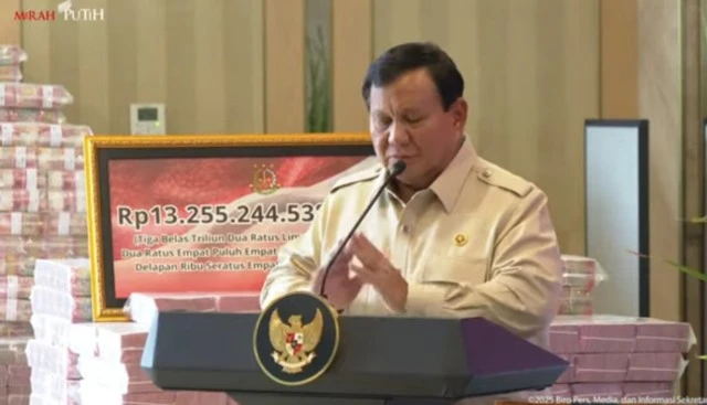 Uang Rp 13,2 Triliun dari Korupsi CPO Diserahkan ke Negara, Prabowo Berterima Kasih