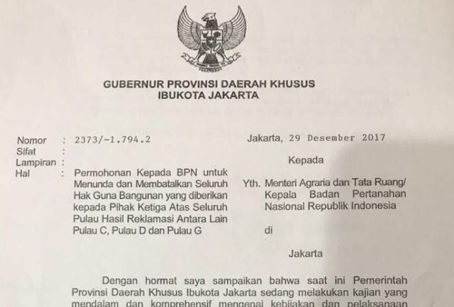 Anies Minta BPN Batalkan HGB 3 Pulau Hasil Reklamasi