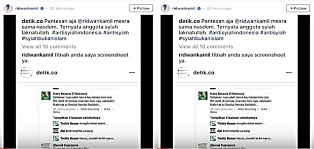 Akun instagram @detik.co Akan dilaporkan Ridwan Kamil Terkait Syiah