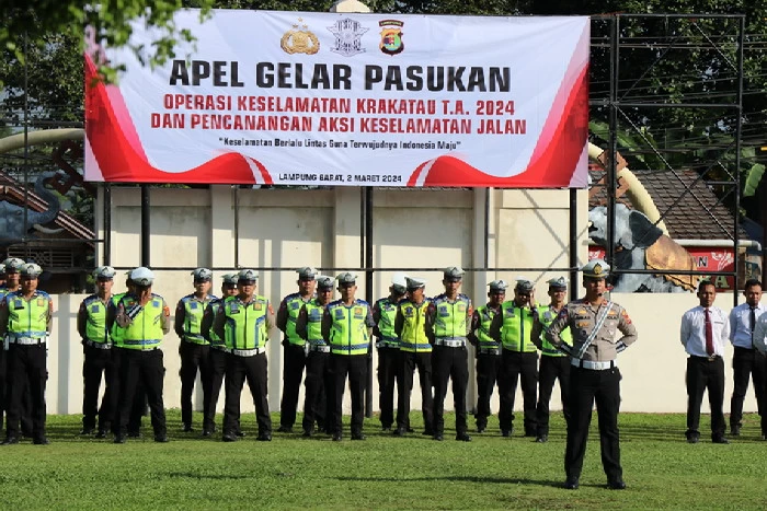 Polres Lampung Barat Laksanakan Gelar Pasukan Dalam Rangka Operasi Keselamatan Krakatau