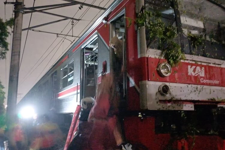 Gara-gara Pohon Tumbang, Penumpang KRL Rangkasbitung-Tanah Abang Dievakuasi Pakai "Perosotan"